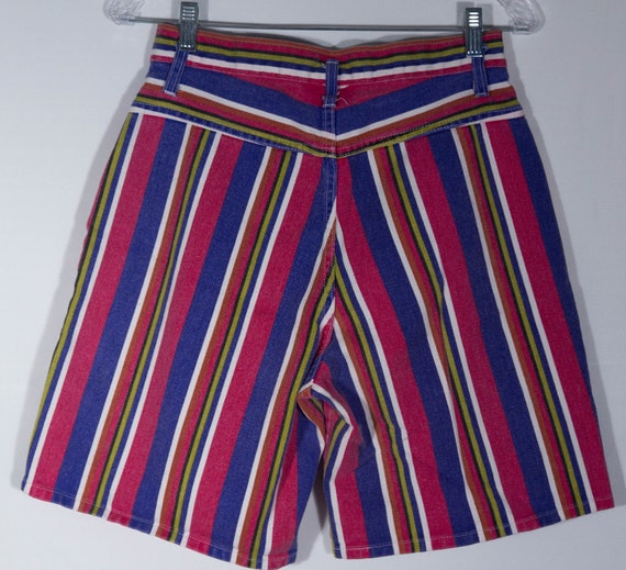 Vintage Jean Shorts Made in USA Colorful Striped … - image 2