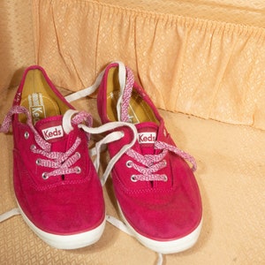 Vintage Keds Canvas Sneakers: 90s Pink Gym Shoes, US Women&#39;s Size 8