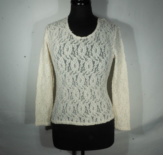Vintage Lace Top See Through Brocade Lace Lingeri… - image 1