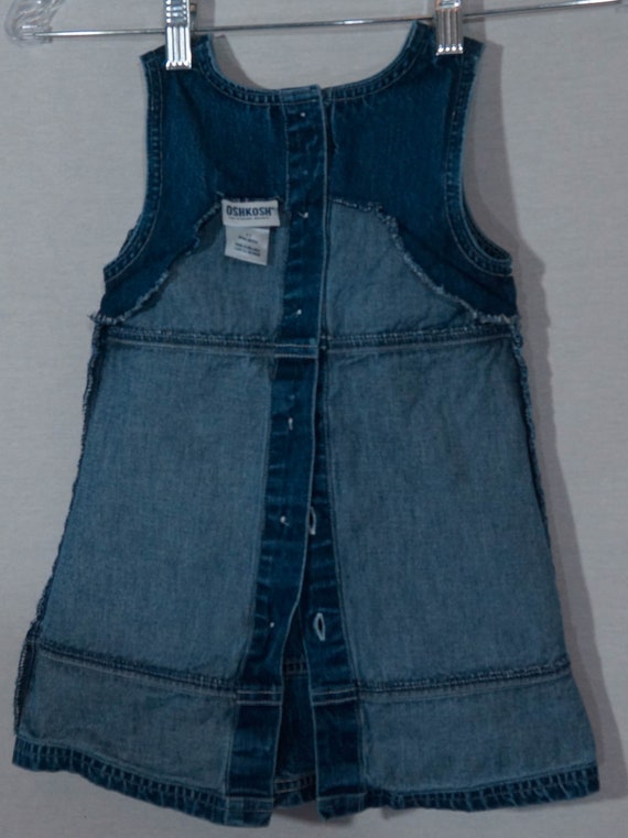 OshKosh Kids Jean Dress Vintage 90s Overalls Cut … - image 3