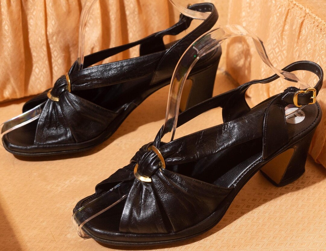 Vintage Heels 70s Retro Disco Boho Era Office Career Style Black ...