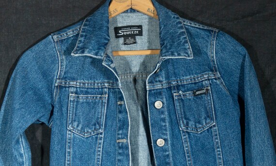 Vintage Kids Jean Jacket 80s Squeeze Denim Coat -… - image 3