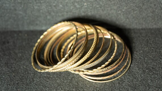 Vintage Bangle Bracelet Stack 80s Metal 12 Bracel… - image 8