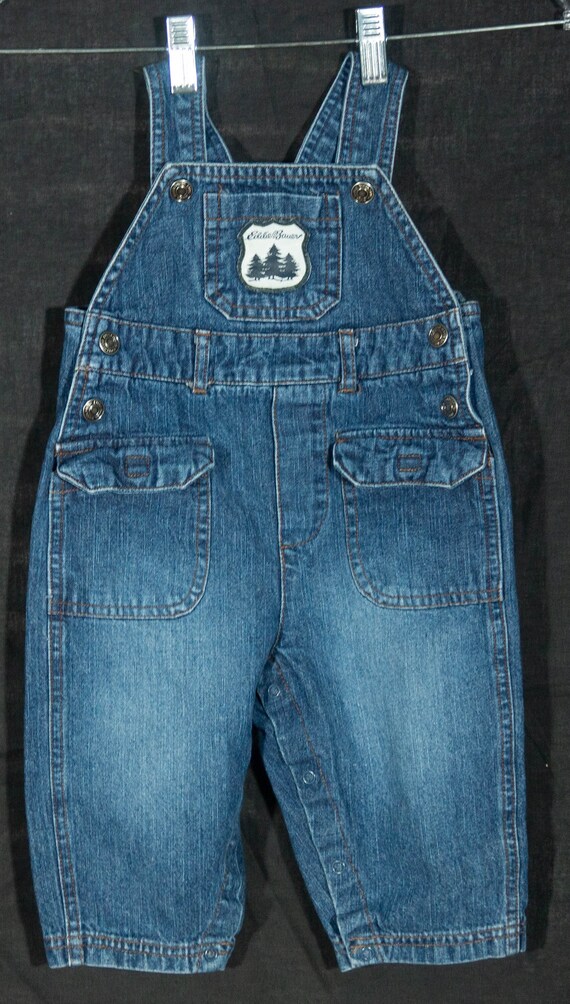 Vintage Baby Overalls: 90s Eddie Bauer Dungarees, Pine Tree - Size