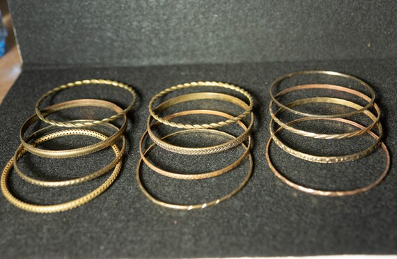 Vintage Bangle Bracelet Stack 80s Metal 12 Bracel… - image 4