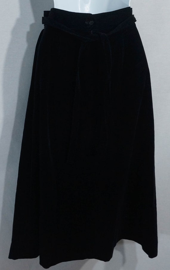 Vintage Velvet Skirt 70s Midi Black "Mantessa Jr.… - image 2