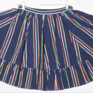 Vintage Southwestern Skirt Hand Made Circle Skirt Handmade Square Dance Skirt Layered Ruffle Hem Bright Colors Women&#39;s Size 27&quot; - 30&quot;  Waist