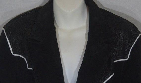 Vintage Western Leather Jacket 80s Black Soft Sue… - image 4