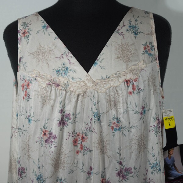 Vintage Vanity Fair Nightgown Made in USA House Dress Slip Nightie Deadstock NWT New With Tags Floral Print - Size M