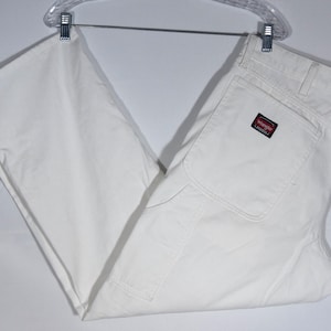 Wrangler Carpenter Pants: White Cotton Canvas Workwear - Men&#39;s 36x30