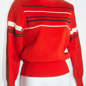 1960s Mod Stripe Sweater: Vintage Crewneck Pullover, Women&#39;s Size 34