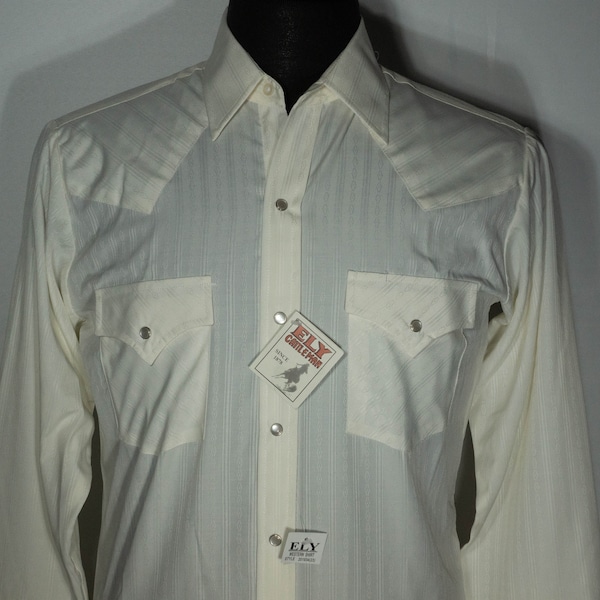 Vintage Western Shirt 90s Ely Cattleman NWT Old Stock Cowboy Ranch - Size S, 14 1/2 x 38, MINT CONDITION