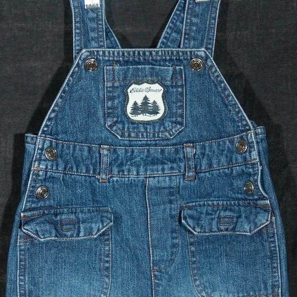 Baby Eddie Bauer Overalls Denim Vintage Newborn Jeans - Infant Size 12M