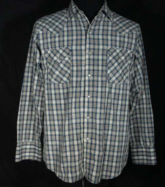 Vintage Western Shirt 80s Pearly Snaps Plains Lab… - image 4