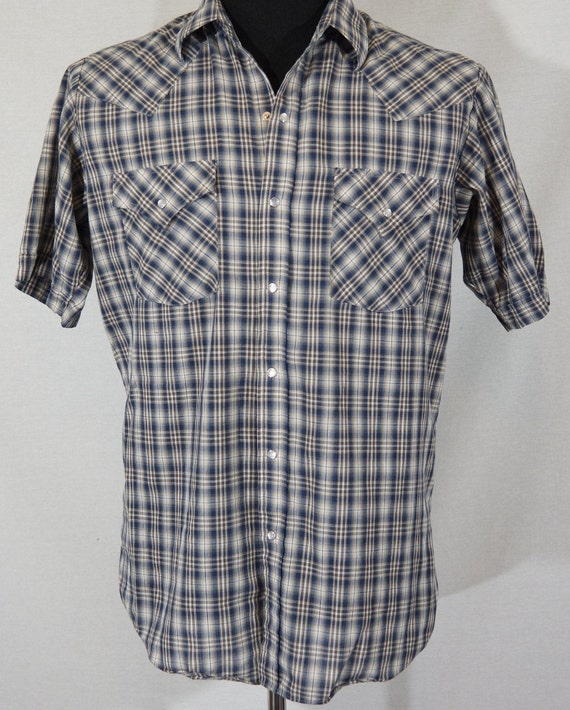 70s Western Shirt Vintage Ely Cattleman Plaid Cowboy … - Gem