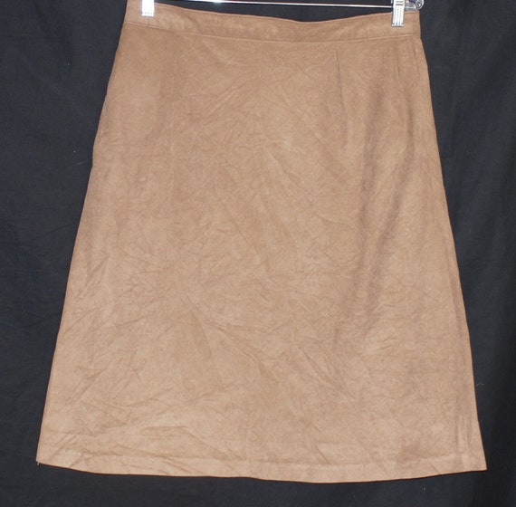 Vintage 70s Skirt Midi Hand Made Faux Suede Boho … - image 1