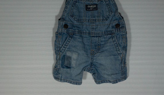 Baby Carhartt Overalls Shorts Blue Jean Patches D… - image 2