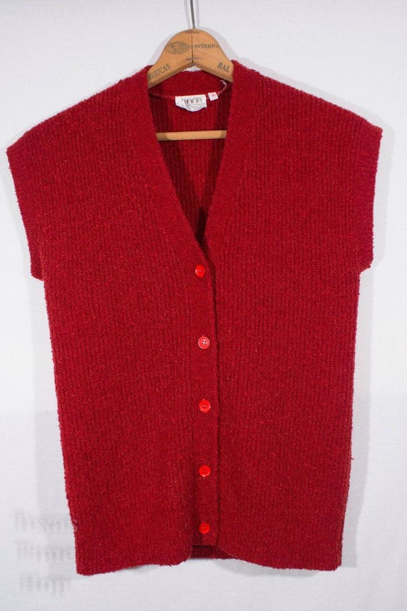 70s Vest Top Vintage Sweater Sleeveless Cardigan B