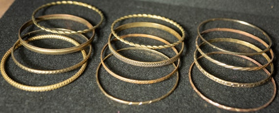 Vintage Bangle Bracelet Stack 80s Metal 12 Bracel… - image 5