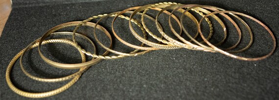 Vintage Bangle Bracelet Stack 80s Metal 12 Bracel… - image 3