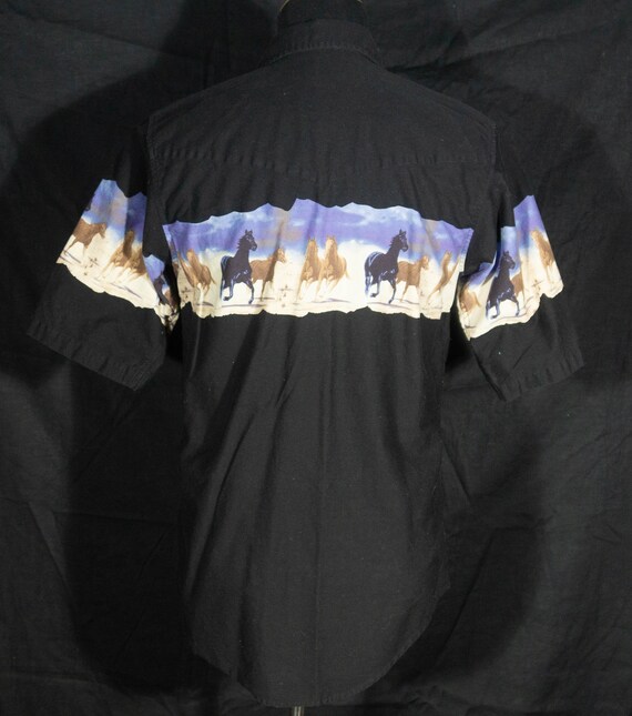 Vintage Western Shirt Horses Graphic 80s PLAINS P… - image 5