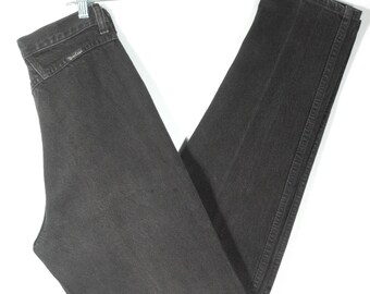 Vintage 80s Wrangler Bareback Jeans: Faded Black Denim Western Rodeo Style