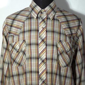 Vintage Kariertes Westernhemd: Perlmutt-Druckknopfleiste, Herren XL groß