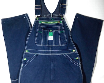 Vintage Liberty-denim overall: donkerblauwe tuinbroek in timmerman-schilderstijl 34 x 31