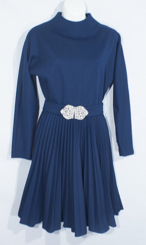 Mod 60s Dress Vintage Accordion Pleated Skirt Uni… - image 1