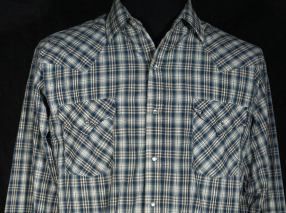 Vintage Western Shirt 80s Pearly Snaps Plains Lab… - image 1