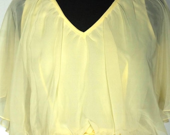 70's Dress Vintage Maxi Gown Disco Lounge / Bridesmaid Lemon Yellow - Size 12