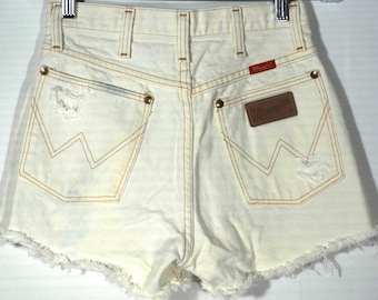 Vintage Jean Shorts Wranglers Cutoffs Bleached Distressed - Size 26.5" Waist