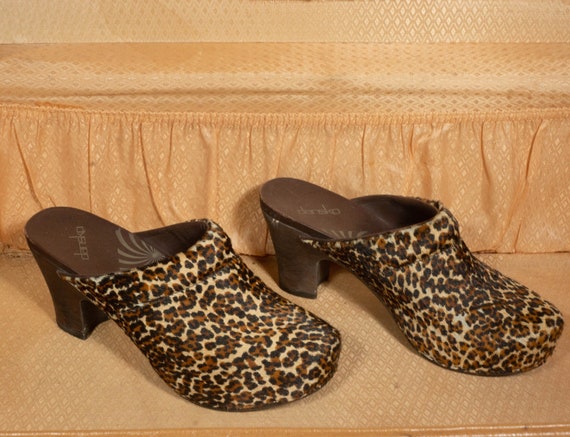 Vintage Dansko Clogs Leopard Print Platform Clogs… - image 2