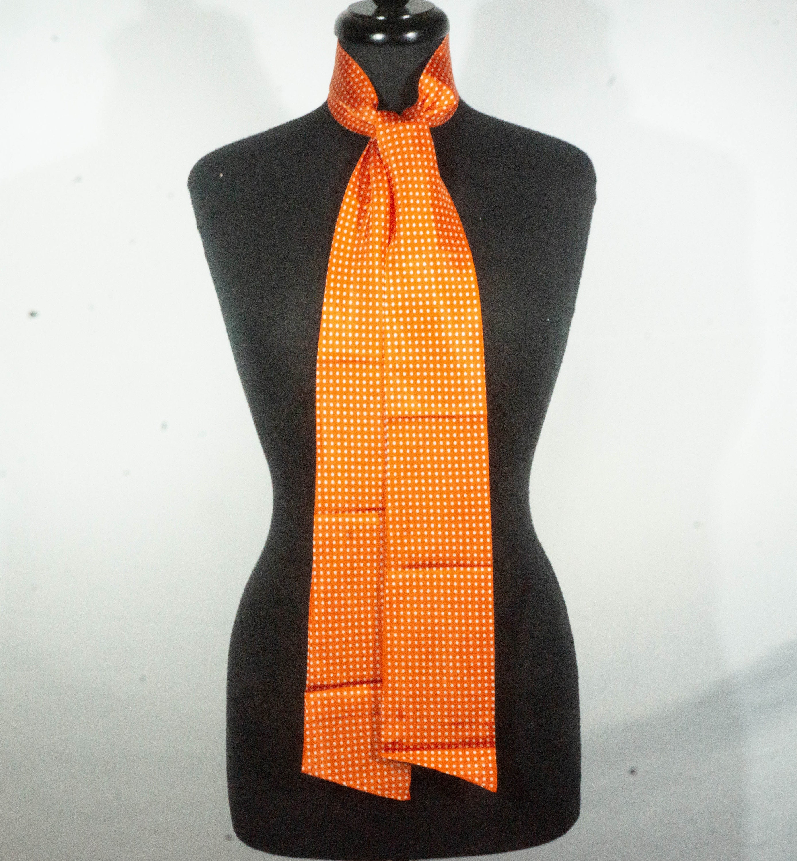 Vintage Neck Scarf 60s 70s Neck Accessory Wrap Mod Tangerine Orange and
