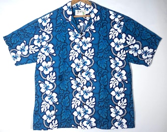 Vintage Hawaiian Shirt: Tiki Bar Print, 100% Cotton - Size XL