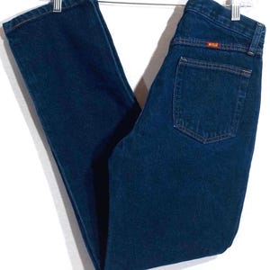 Vintage Western Jeans Vintage Jeans Cowboy Jeans Rustler&#39;s Rustlers 80&#39;s 90&#39;s Straight Leg Dark Blue Wash Cotton Denim - Men&#39;s Size 30 x 32