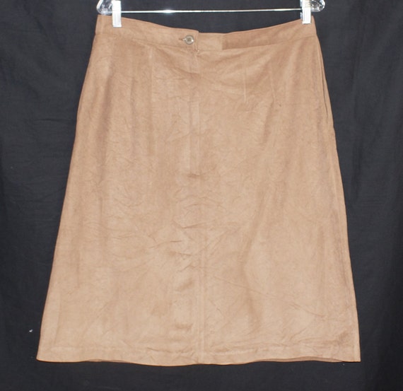 Vintage 70s Skirt Midi Hand Made Faux Suede Boho … - image 2