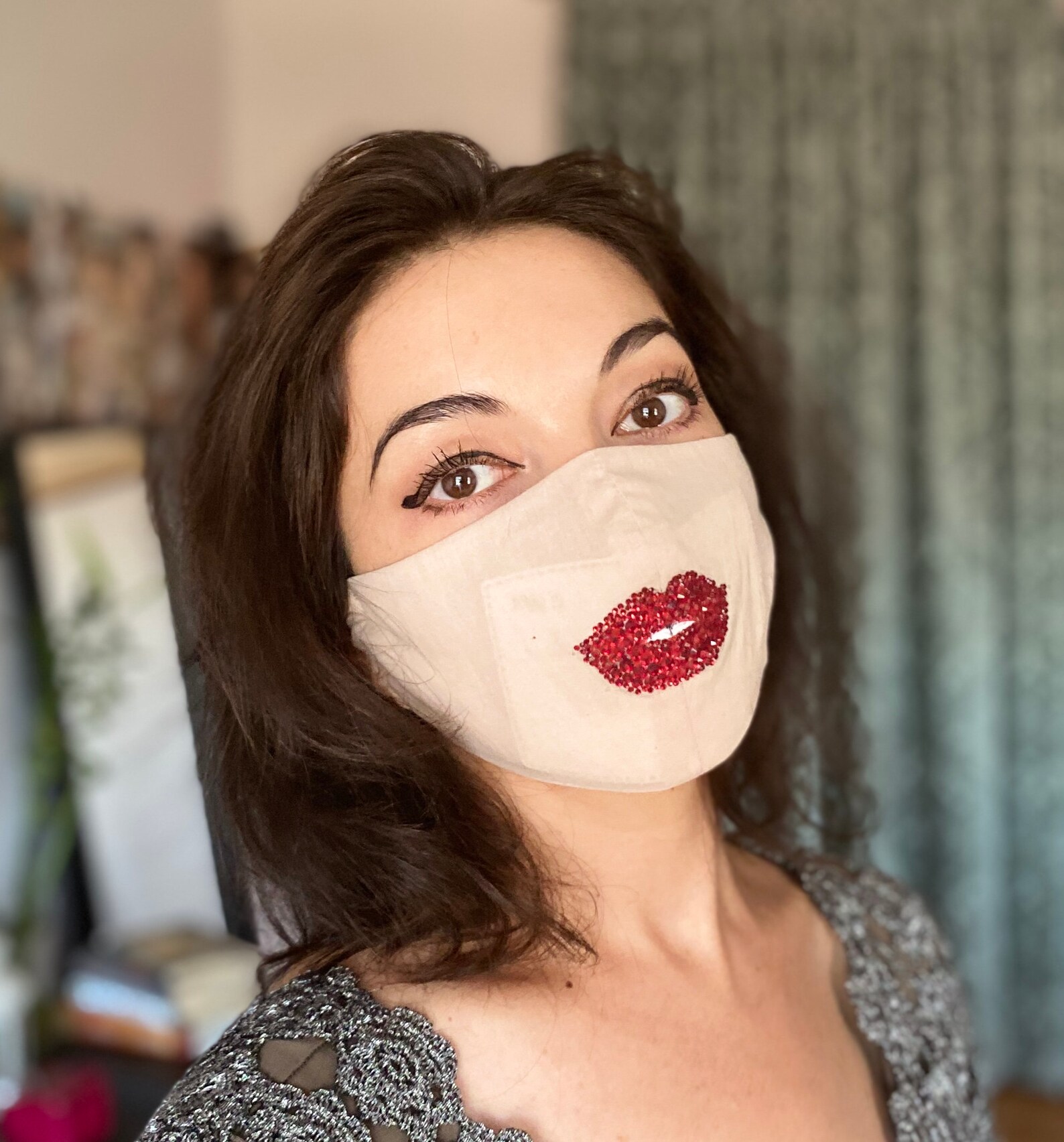 Lipstick Face Mask Red Lipstick Face Mask Lipstick Sparkle Etsy