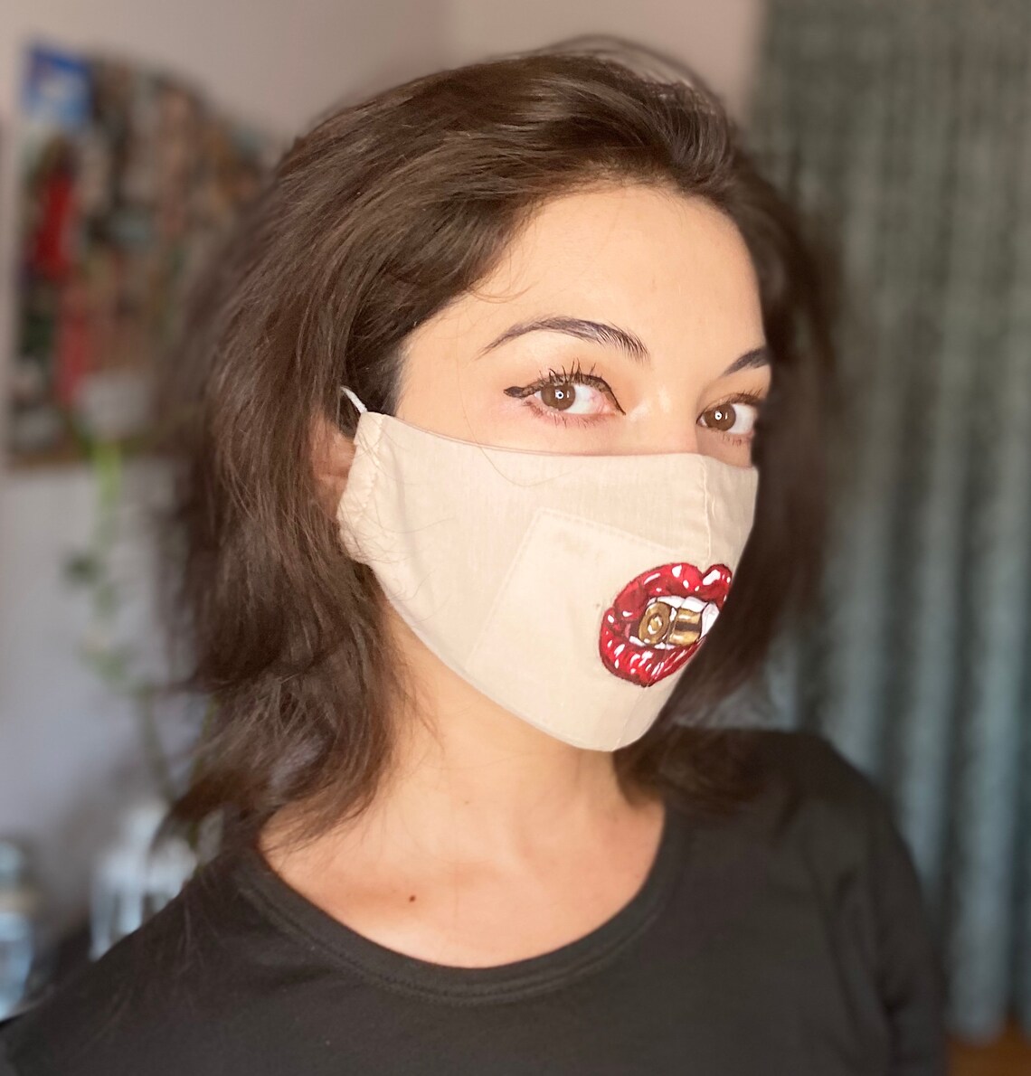 Lipstick Face Mask Lips Face Mask Helloween Face Mask Etsy