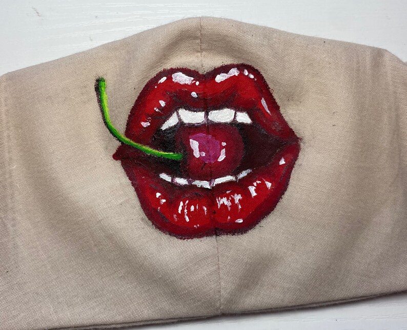 Lipstick Face Mask Lips Face Mask Red Lipstick Face Mask Etsy