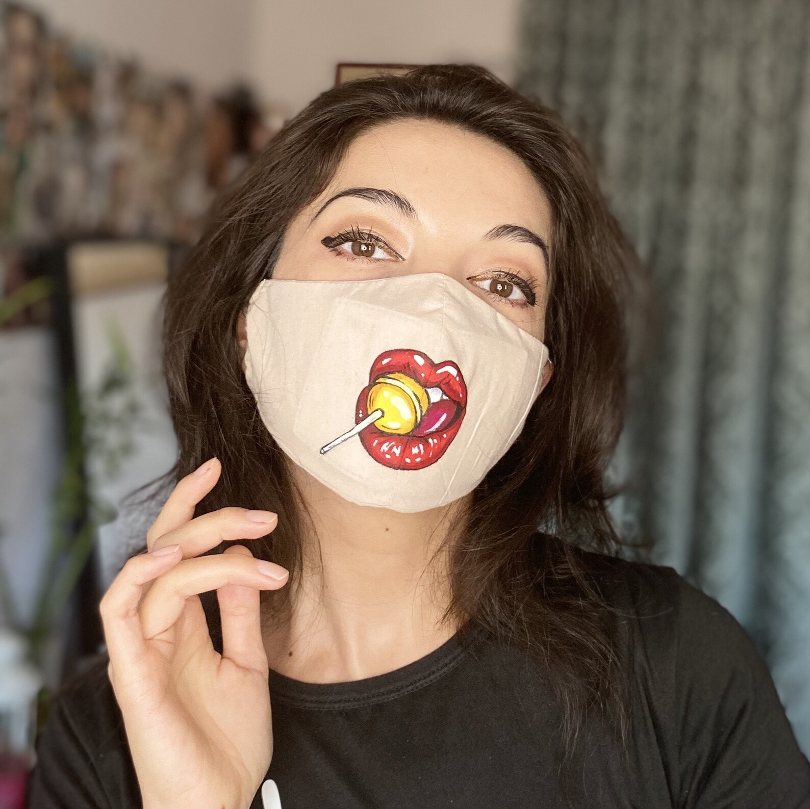 Lipstick Face Mask Lips Face Mask Red Lipstick Face Mask Etsy