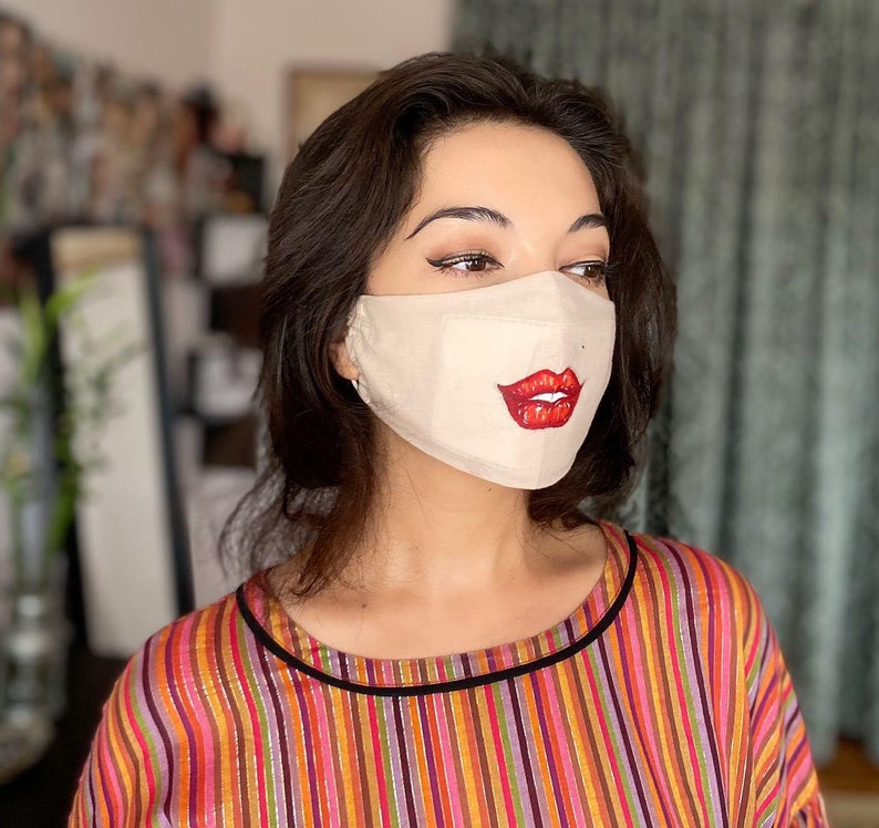 Lipstick Face Mask, Lips Mask, Mask With Lips, Filter Pocket and Filter