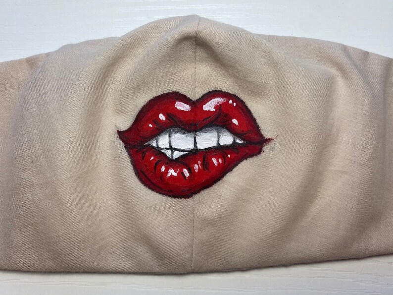 Lipstick Face Mask Lips Face Mask Red Lipstick Face Mask Etsy