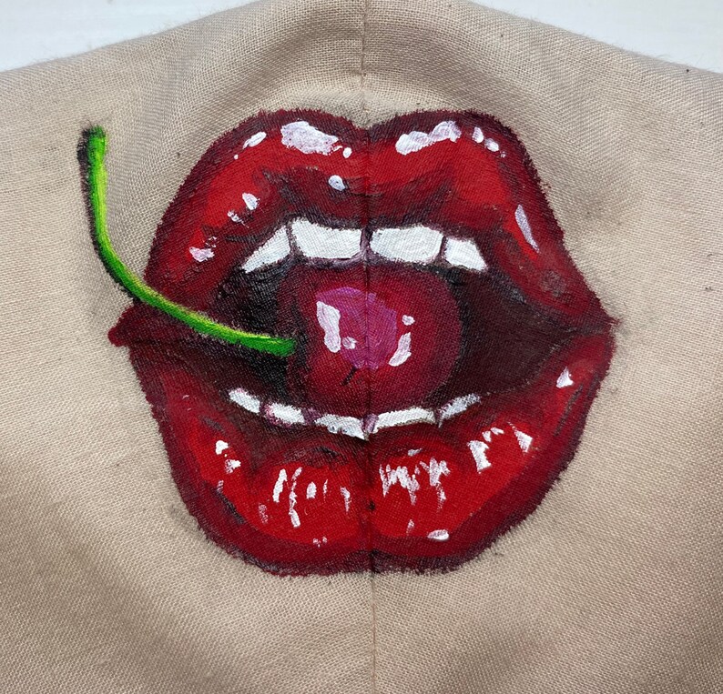 Lipstick Face Mask Lips Face Mask Red Lipstick Face Mask Etsy