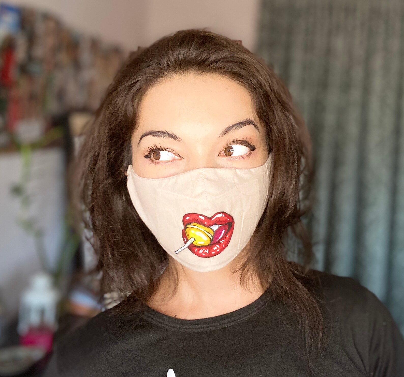 Lipstick Face Mask Lips Face Mask Red Lipstick Face Mask Etsy