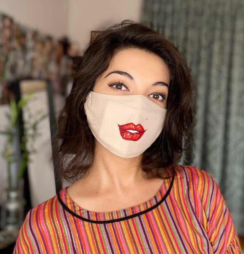 Lipstick Face Mask, Lips Mask, Mask With Lips, Filter Pocket and Filter