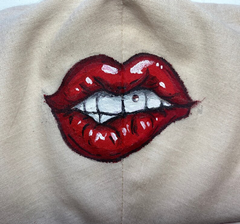 Lipstick Face Mask Lips Face Mask Red Lipstick Face Mask Etsy