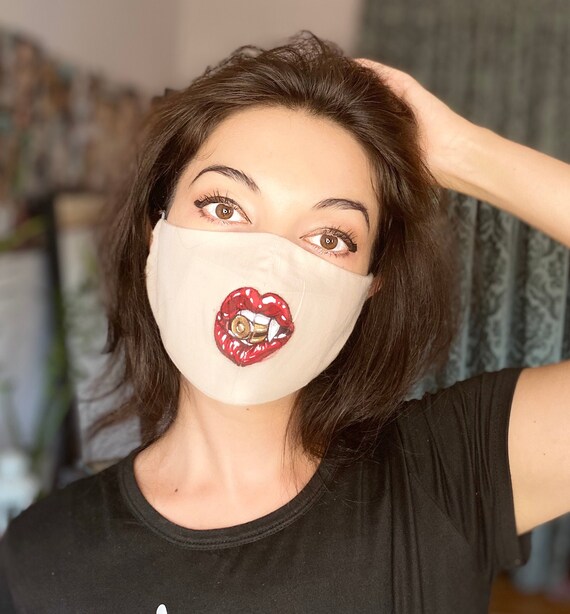 Lipstick Face Mask Lips Face Mask Helloween Face Mask Etsy