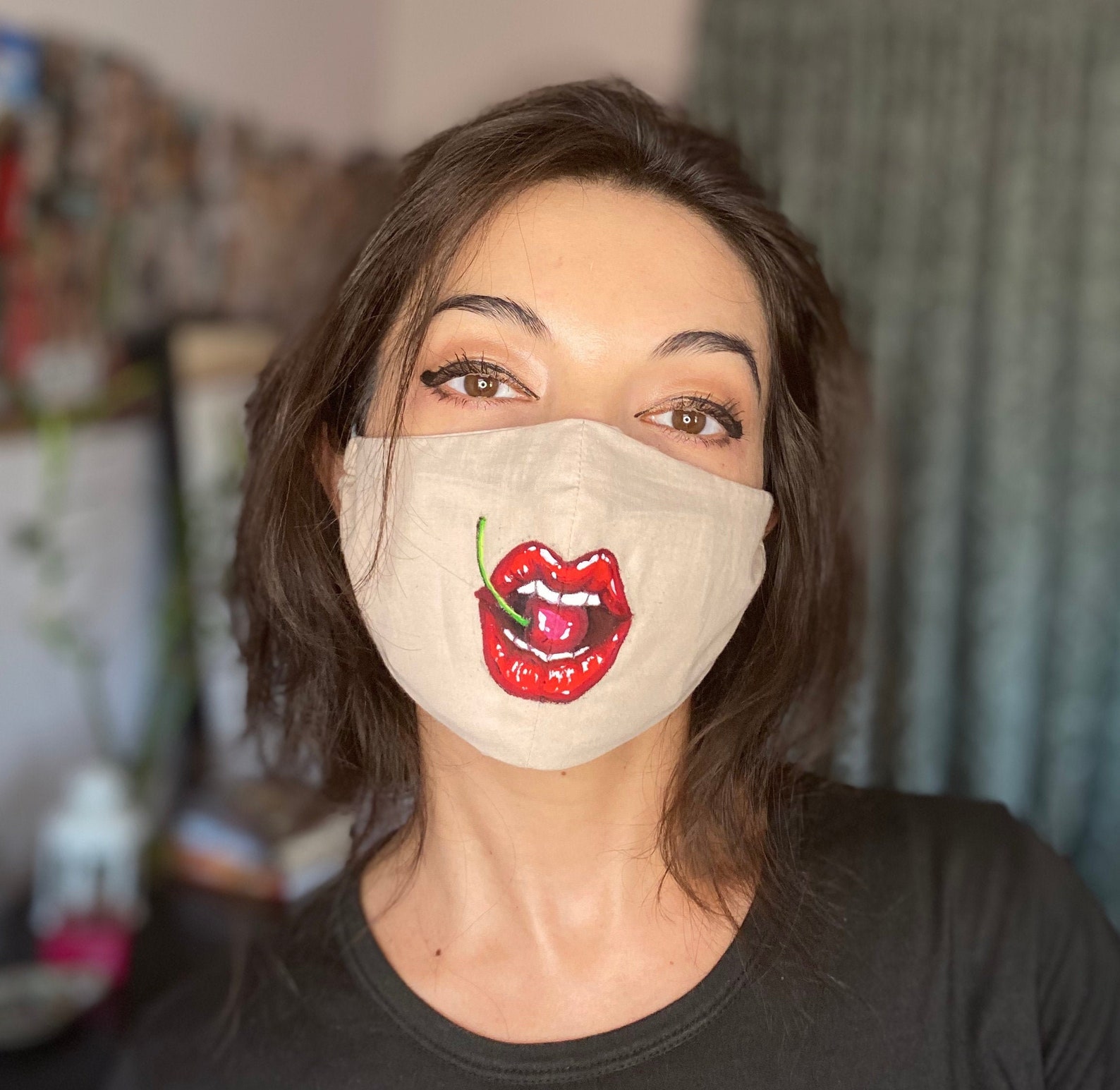 Lipstick Face Mask Lips Face Mask Red Lipstick Face Mask Etsy