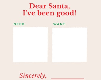 Lista dei desideri di Natale stampabile/Lista di Natale per bambini